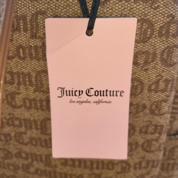 New Juicy Couture Chestnut Brown Statement Gothic Print Logo Backpack Bag - Picture 3 of 9